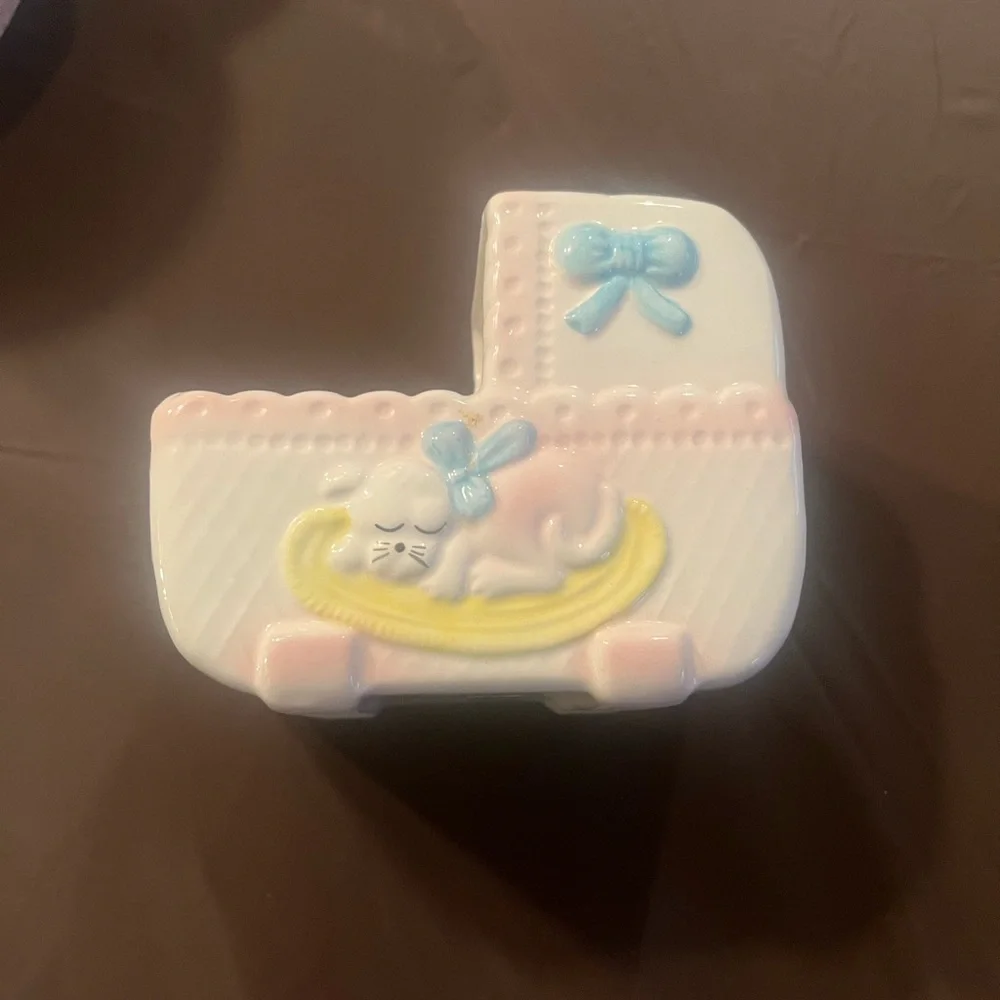 Charming Baby Shower Ceramic Set - White and Pink